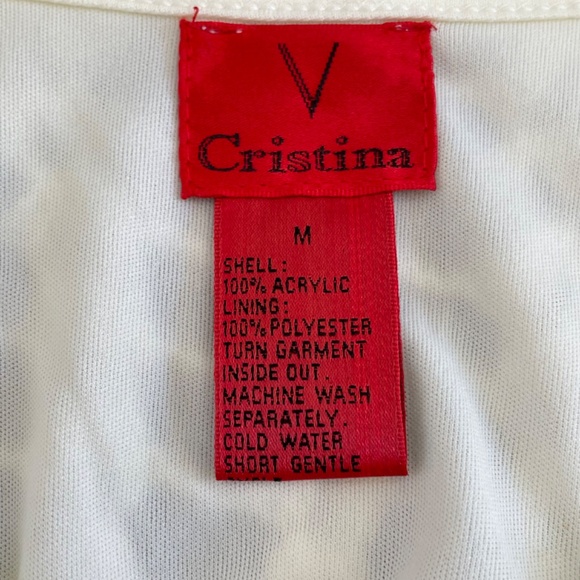 CHRISTINA V Women's Size Medium Crocheted Open Knit Sweater Lined - Picture 4 of 6